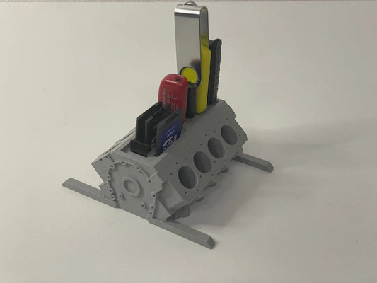 V8 Engine Block Pen Holder (USB, SD, microSD)