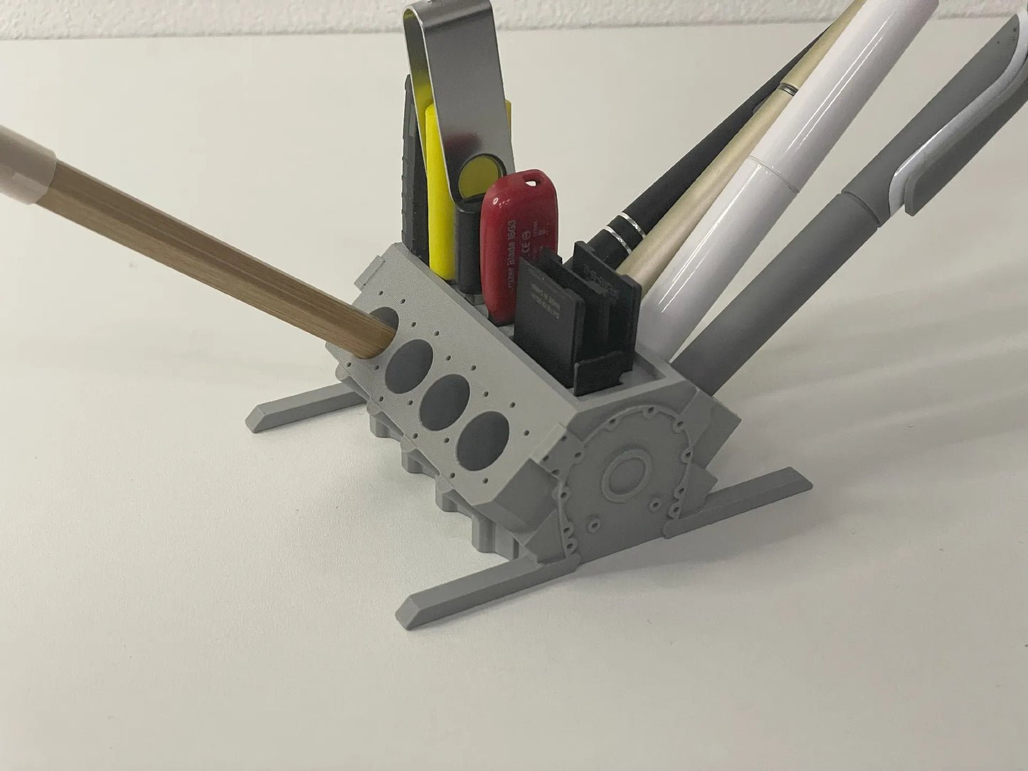 V8 Engine Block Pen Holder (USB, SD, microSD)